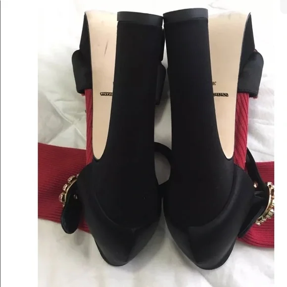 Rare Dolce & Gabbana Black Satin Heel Knit Sock and Appliqué - Picture 3 of 7